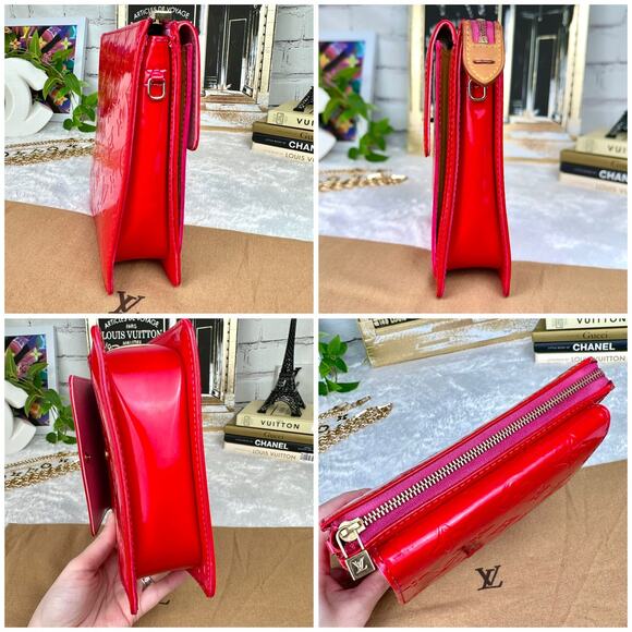 Louis Vuitton Vernis custom dyed Mott bag. Crossbody bag in pink red with chain - Picture 5 of 16